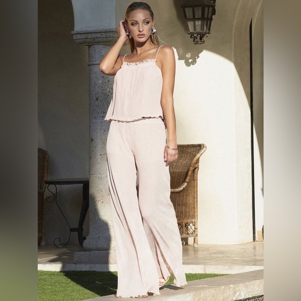 NWT The Jetset Diaries Small Moana Lightweight Pleated Resortwear Wide Leg Pants